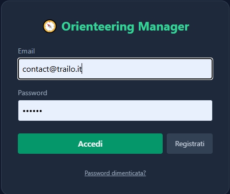 Finestra di Login OriManager
